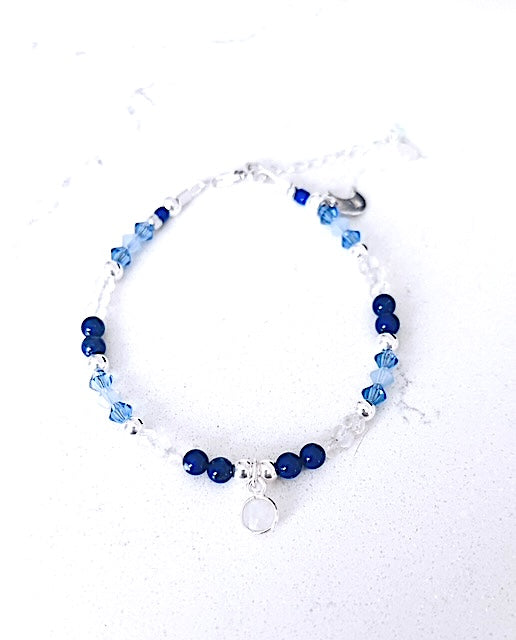 Blue Moon gemstone and silver bracleet