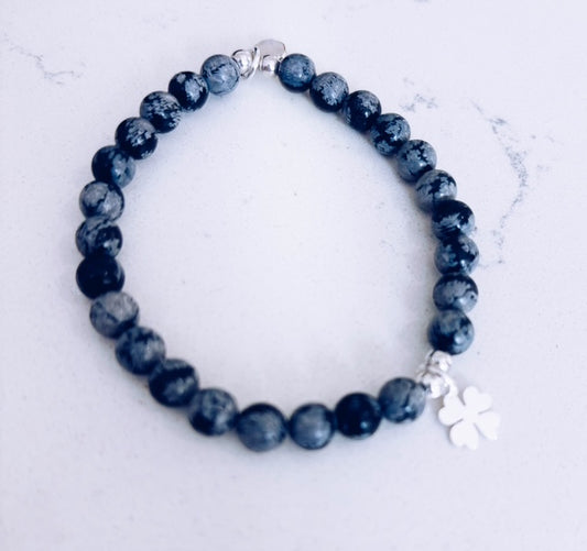 Snowflake Obsidian Charm Bracelet